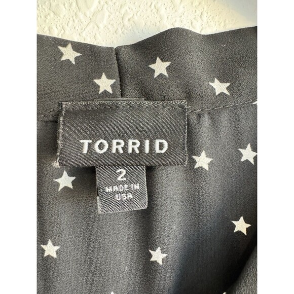 Torrid 2 Women's Sleeveless Black Star Print Pullover High Low Chiffon Duster 2X - Picture 4 of 8